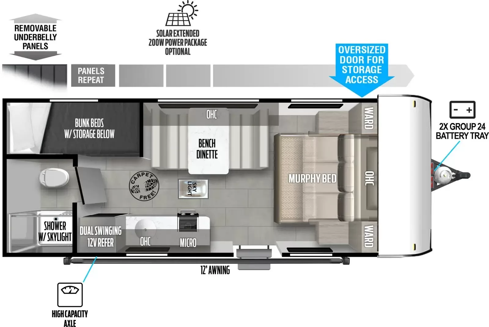 Used 2021 Forest River RV Wildwood 177BH floorplan layout