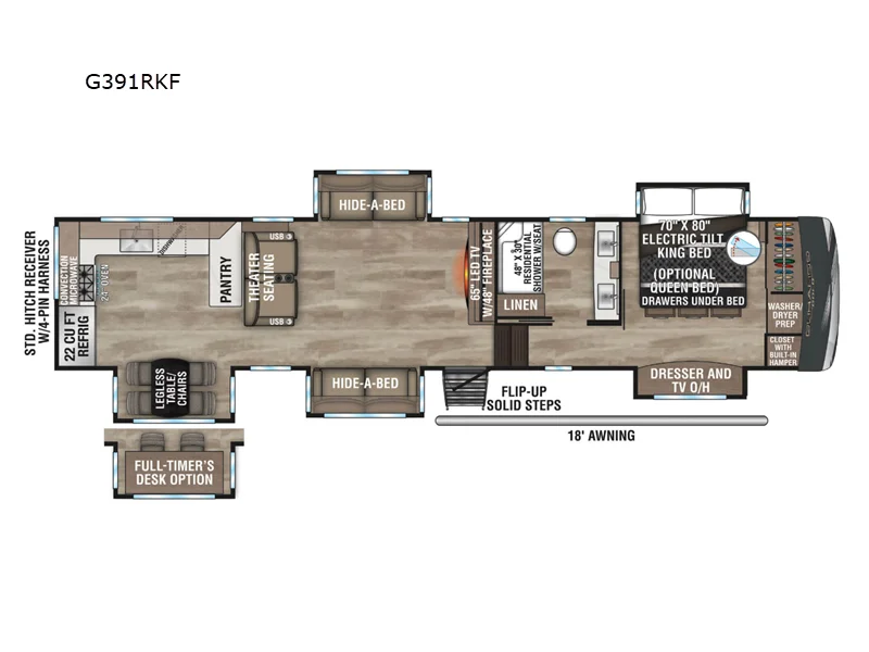 New 2024 KZ Durango Gold G391RKF floorplan layout
