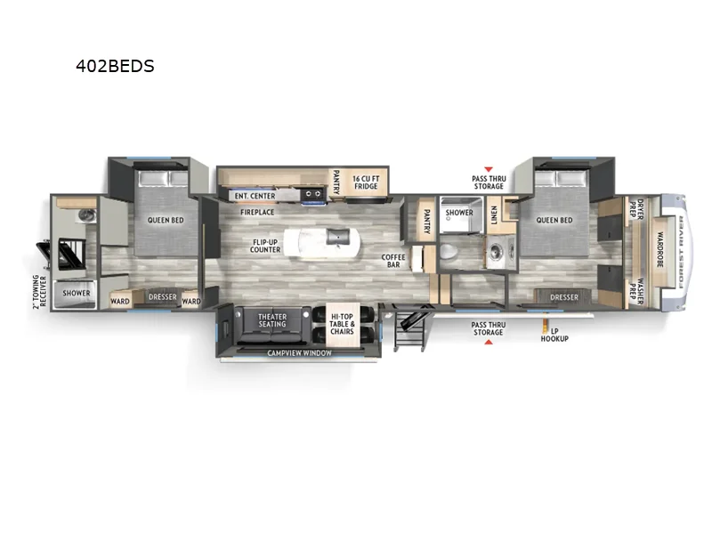 New 2025 Forest River RV Wildcat 402BEDS floorplan layout