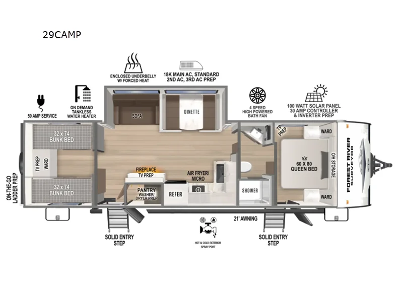 New 2026 Forest River RV Surveyor Camp Series 29CAMP floorplan layout