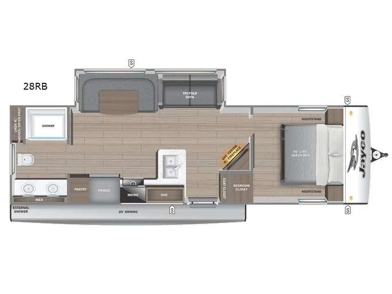 New 2026 Jayco Jay Feather 28RB floorplan layout