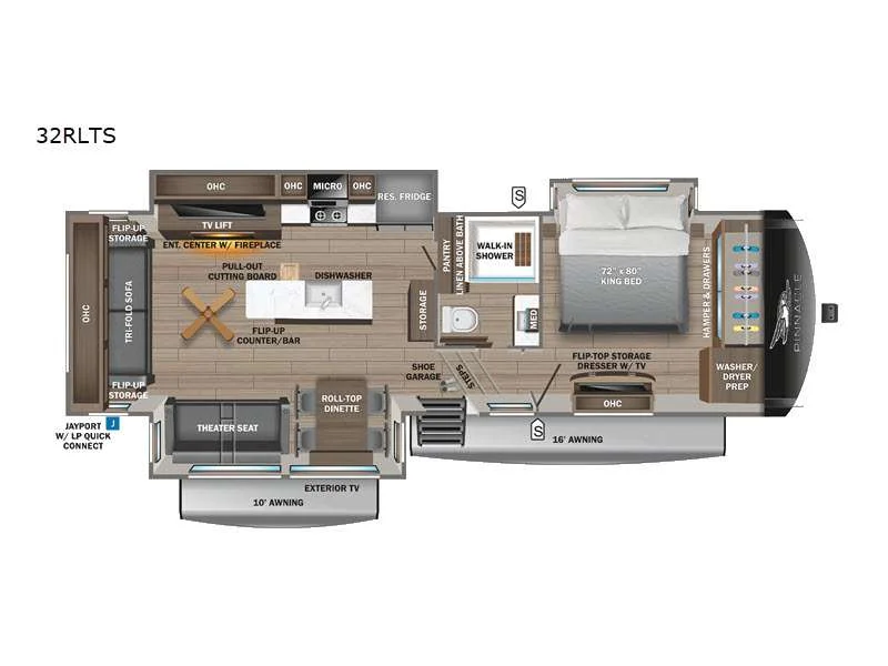 New 2026 Jayco Pinnacle 32RLTS floorplan layout