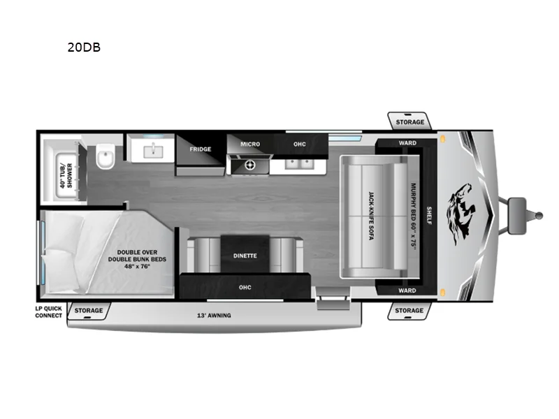 New 2026 Open Range RV Colt 20DB floorplan layout